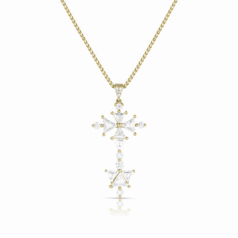 Dominique Cohen diamond trillions grande cross<br>pendant necklace in 18k yellow gold <span class='visuallyhidden'>Call, text 323-404-2959 for shopping help.</span>